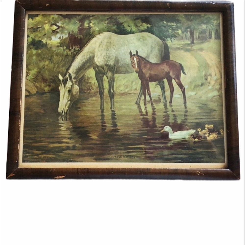 VTG 1940s Mother Horse and her baby Picture
